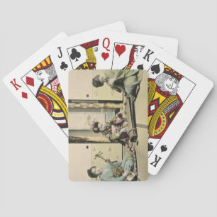 Baraja De Cartas Chicas japoneses que juegan la flauta, el "koto" y
