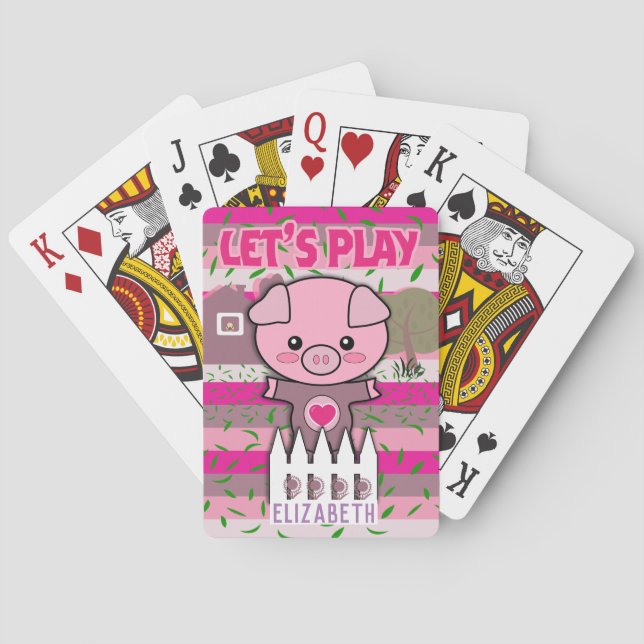 Baraja De Cartas Chicas Piggy Vamos a jugar nombre editable (Reverso)