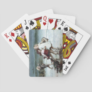 Baraja De Cartas Chicas que pretenden ser caballos en la playa
