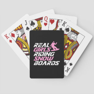 Baraja De Cartas Chicas reales montando tablas de nieve