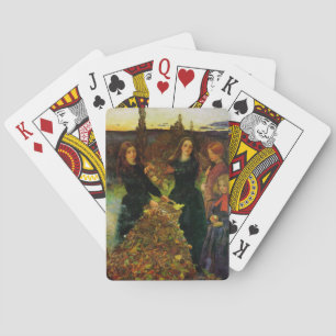 Baraja De Cartas Chicas recogen hojas de otoño para una hoguera