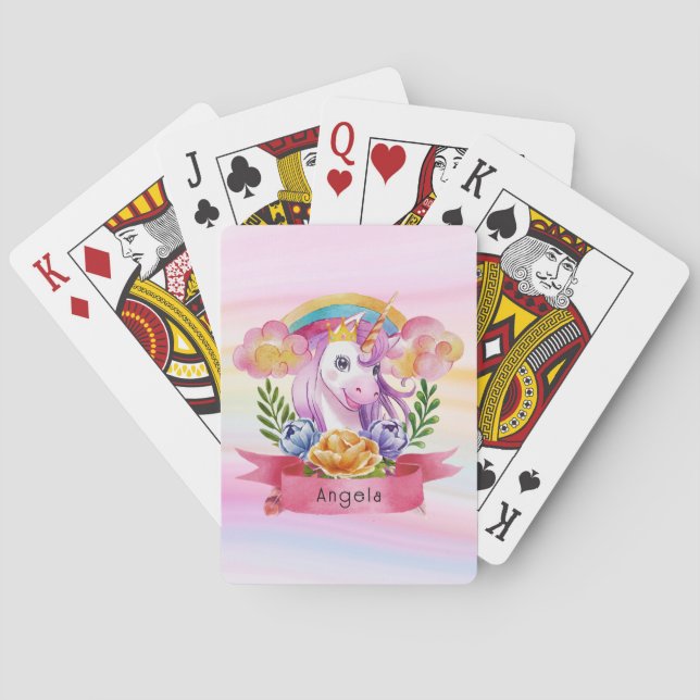 Baraja De Cartas Chicas recortan el nombre personalizado morado del (Reverso)
