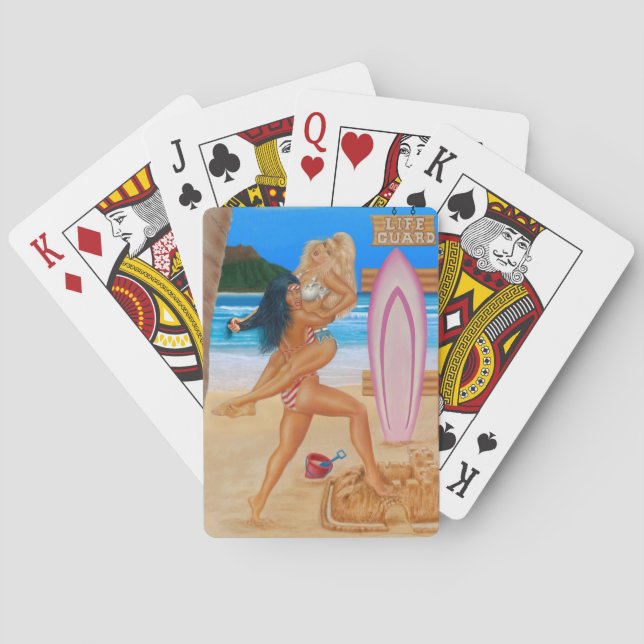 BARAJA DE CARTAS CHICAS SURFERAS SE PELEAN (Reverso)