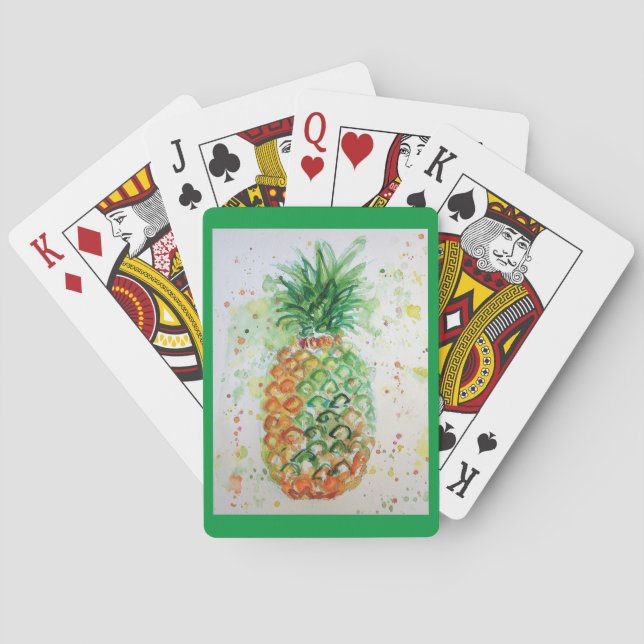 Baraja De Cartas Chicas tropicales de piña de fruta Naranja Lime No (Reverso)