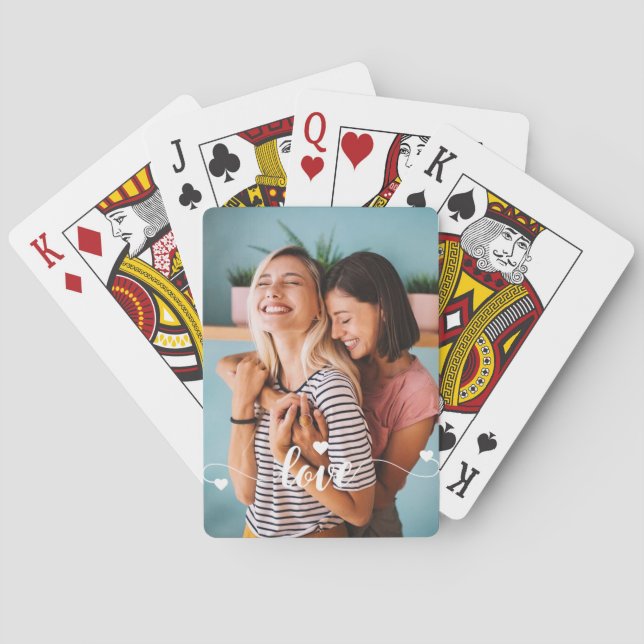 Baraja De Cartas Chicas White Love Script con Heart Valentine (Reverso)