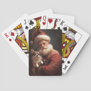 Baraja De Cartas Chihuahua con Navidades festivos de Santa Claus