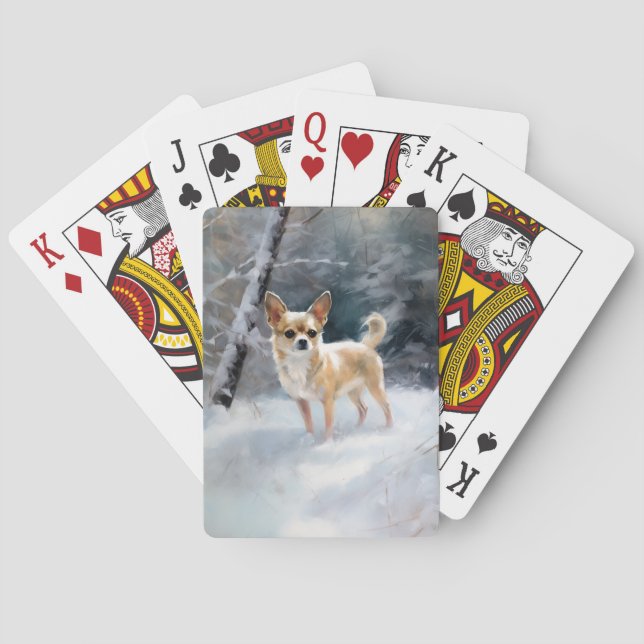 Baraja De Cartas Chihuahua deja que nieve Navidades (Reverso)