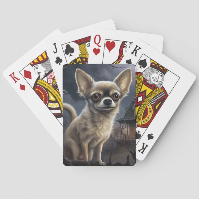 Baraja De Cartas chihuahua Halloween Scary (Reverso)