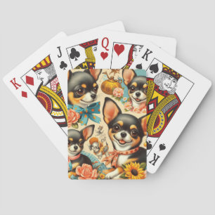 Baraja De Cartas Chihuahua sin costura vintage