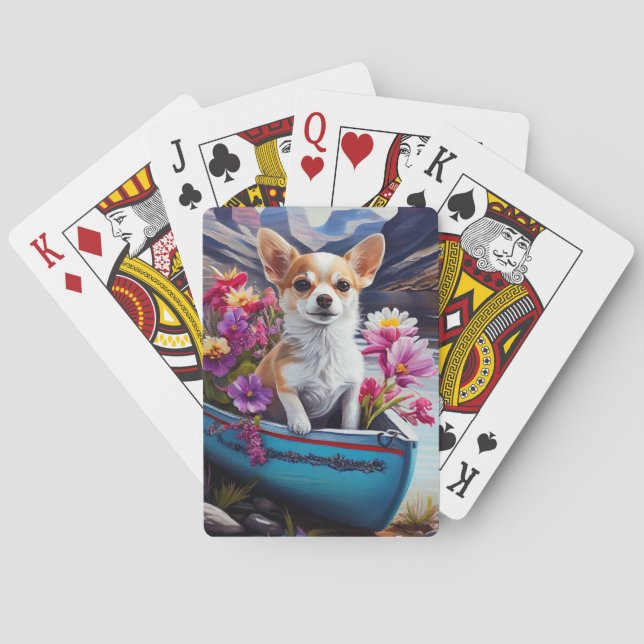 Baraja De Cartas Chihuahua sobre un remo: Una aventura escénica (Reverso)