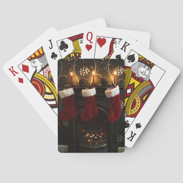 Baraja De Cartas Chimenea con existencias de Navidades (Reverso)