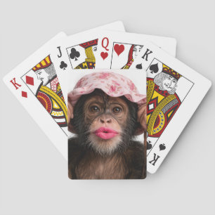 Baraja De Cartas Chimpancé con lápiz labial rosa
