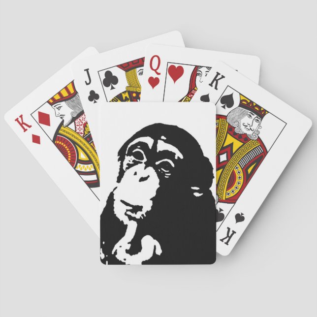 Baraja De Cartas Chimpancé de pensamiento de arte pop (Reverso)
