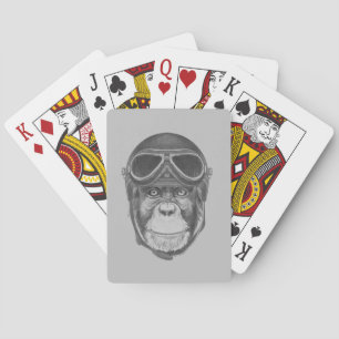 Baraja De Cartas Chimpancé del casco del vintage