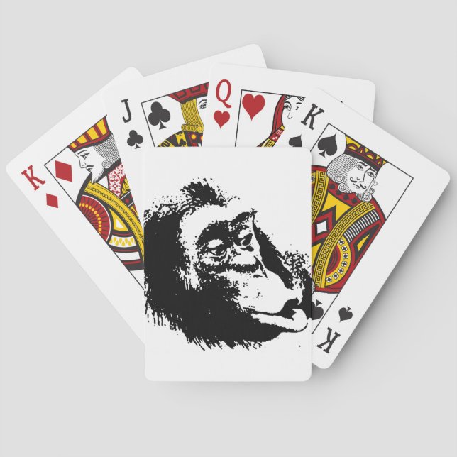 Baraja De Cartas Chimpanzee divertido de Pop Art (Reverso)