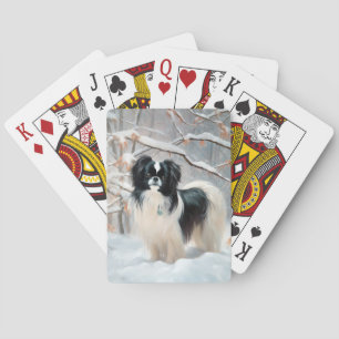 Baraja De Cartas Chin japonés deja que nieve Navidades