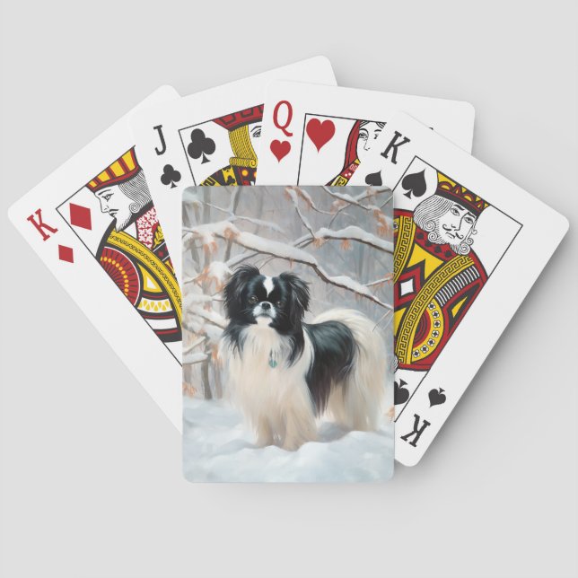 Baraja De Cartas Chin japonés deja que nieve Navidades (Reverso)