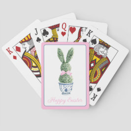Baraja De Cartas Chinoiserie Azul y Blanco con Topiaria de Conejo