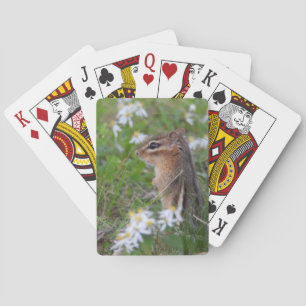 Baraja De Cartas Chipmunk Adorable en flores