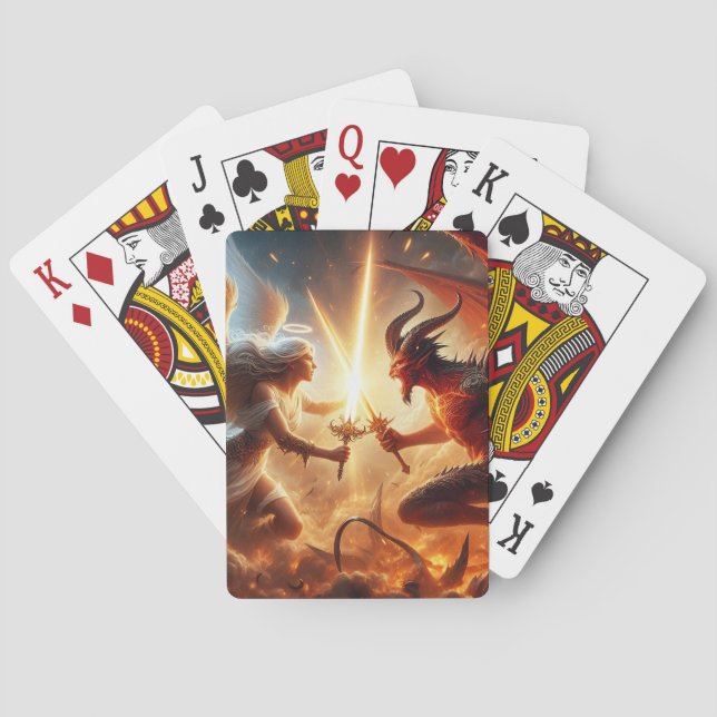 Baraja De Cartas Choque celeste: rojo y oro (Reverso)