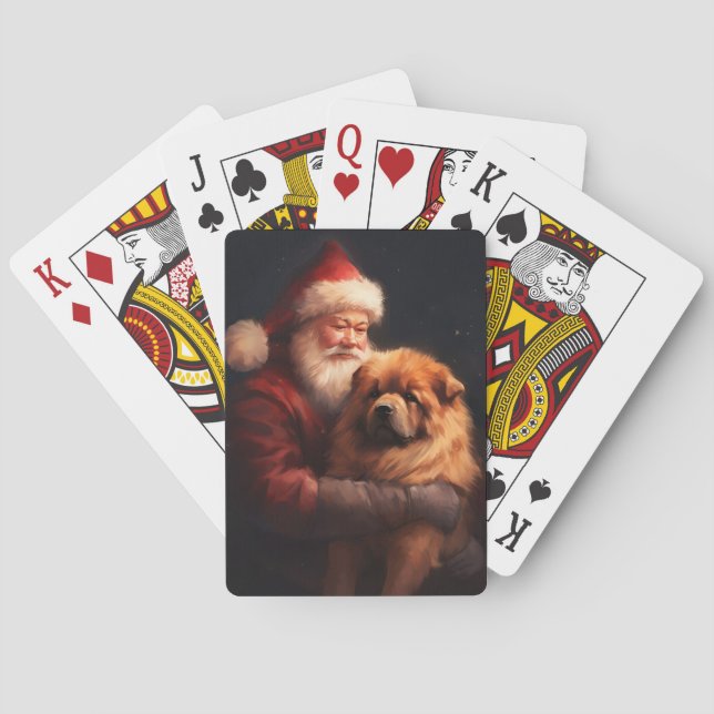 Baraja De Cartas Chow Chow Con Navidades Festividades De Santa Clau (Reverso)