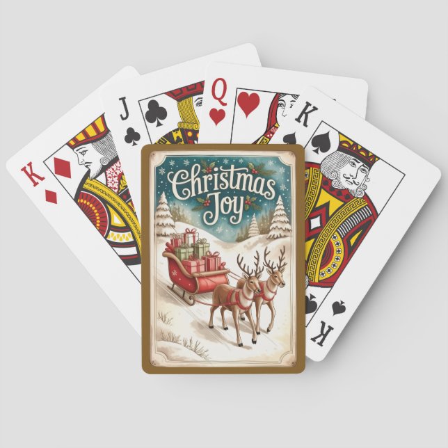 Baraja De Cartas Christmas Joy Sleigh & Winter Scene (Reverso)