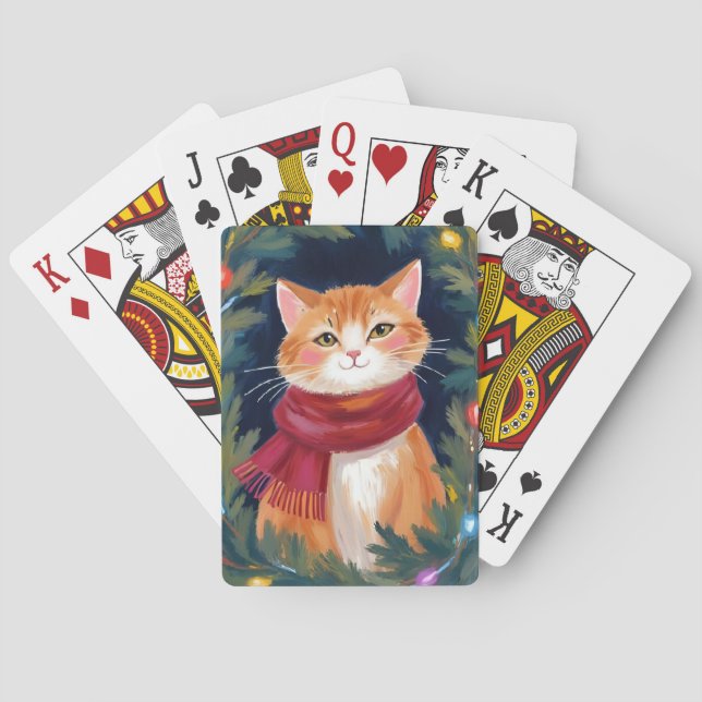 Baraja De Cartas Christmas Orange Cat Festive Pet (Reverso)