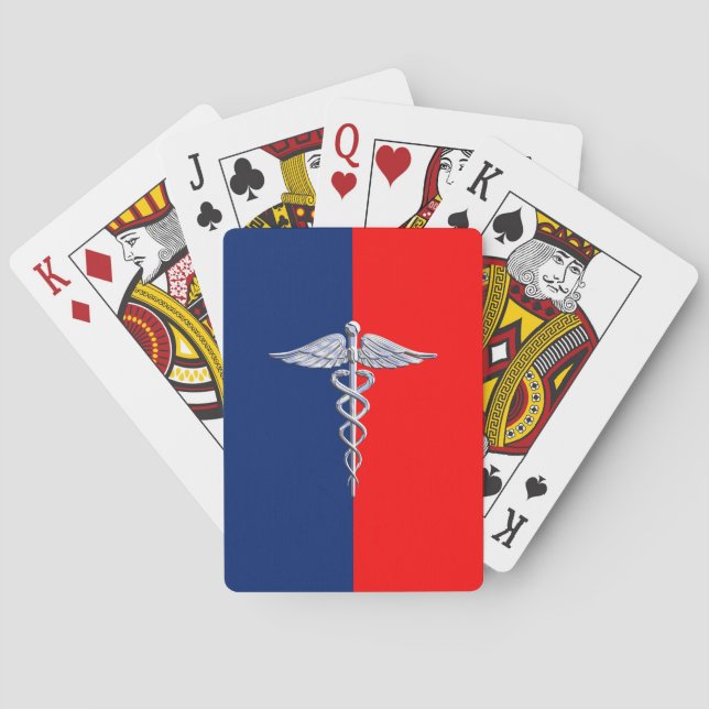 Baraja De Cartas Chrome como Caduceus Medical Symbol League Decor (Reverso)