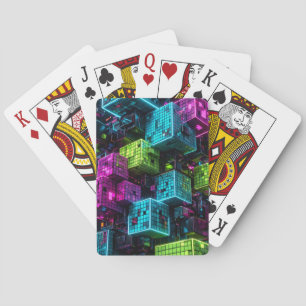 Baraja De Cartas Cian Magenta Lima Ciberpunk   Extremadamente 3D