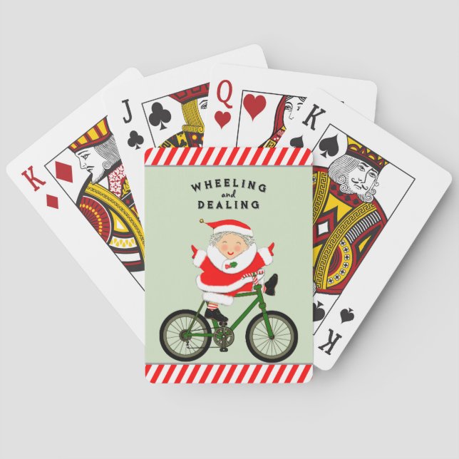 Baraja De Cartas Ciclista de Navidad en bicicleta (Reverso)