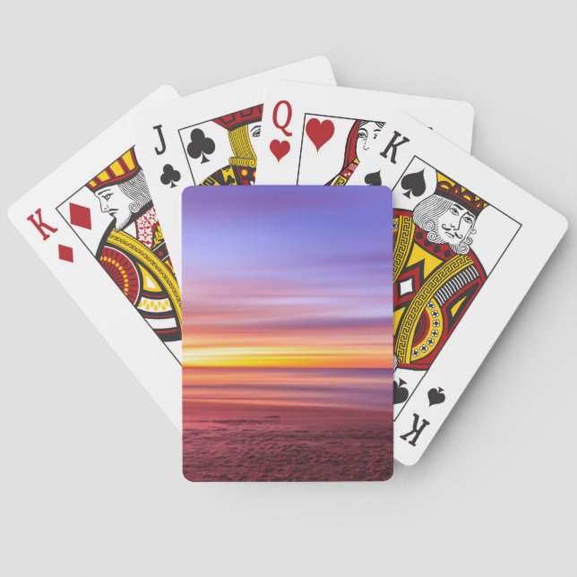 Baraja De Cartas Cielo del atardecer sobre playa y mar (Reverso)