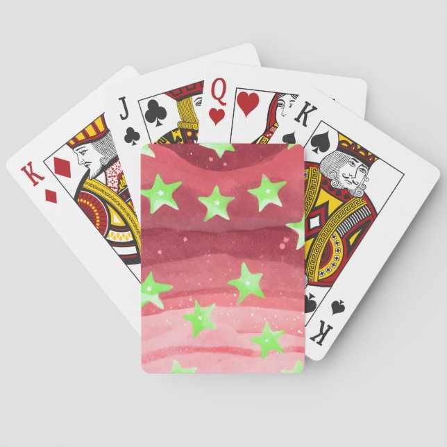 Baraja De Cartas cielo rojo con estrellas (Reverso)