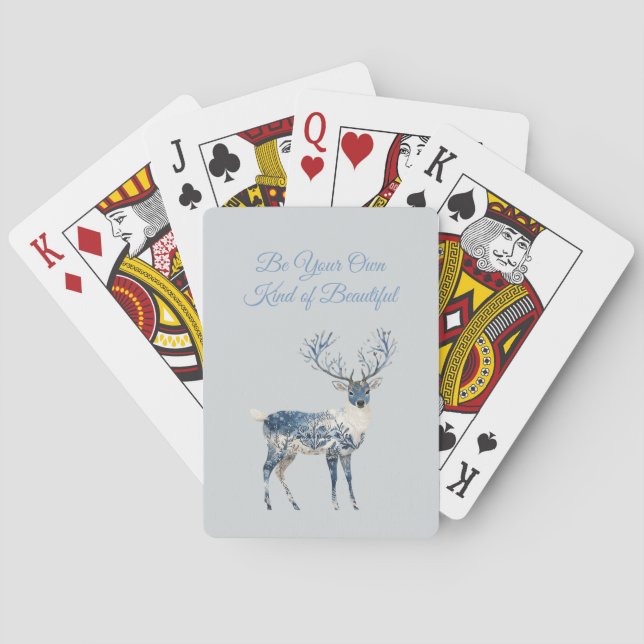 Baraja De Cartas Ciervo Chic Azul Blanco (Reverso)