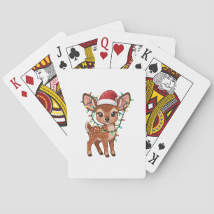 Baraja De Cartas Ciervo del bosque envuelto en luces de Navidad