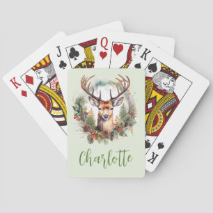 Baraja De Cartas Ciervo marrón con cuernos Navidad rústica