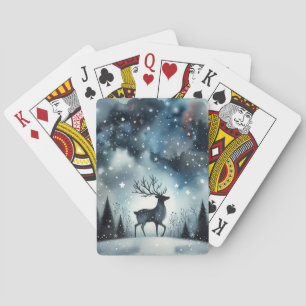 Baraja De Cartas Ciervos Noche Invernal Estrellada