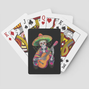 Baraja De Cartas Cinco De Mayo Skeleton Skull Fiesta Guitar