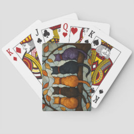 Baraja De Cartas Cinco Gatos en una Rama de Árbol Estilo Vidrio Pin
