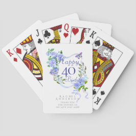 Baraja De Cartas Cinta de Rosa Azul Cumpleaños 40