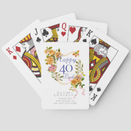 Baraja De Cartas Cinta de rosa de oro cumpleaños 40