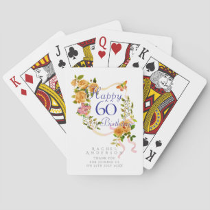 Baraja De Cartas Cinta de Rosa Dorada Cumpleaños 60
