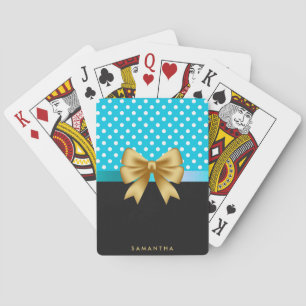 Baraja De Cartas Cinta dorada y puntos de polka