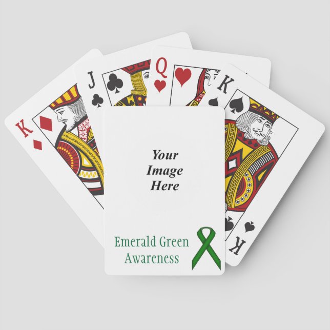 Baraja De Cartas Cinta patrón verde esmeralda de Kenneth Yoncich (Reverso)