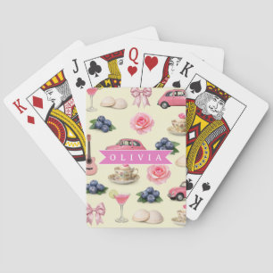 Baraja De Cartas Cinta personalizada para cóctel rosa de coqueta ad