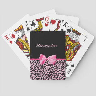 Baraja De Cartas Cinta Rosa Y Rosa De Leopardo Negro De Moda Modern