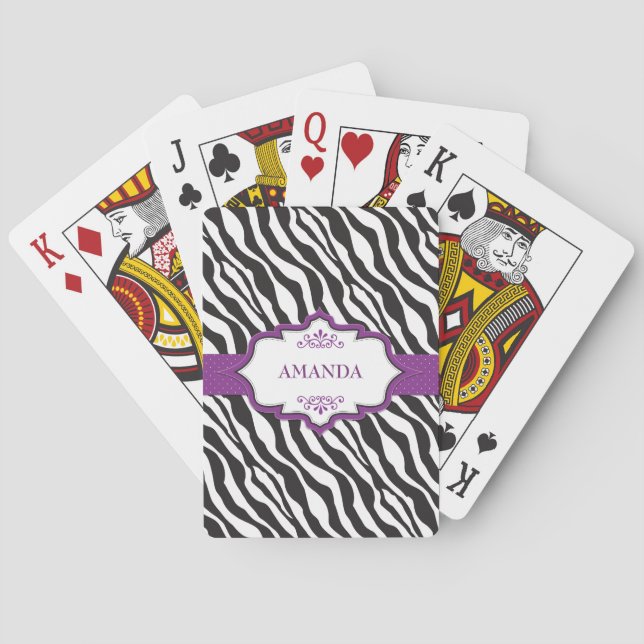 Baraja De Cartas Cinta zebra púrpura (Reverso)