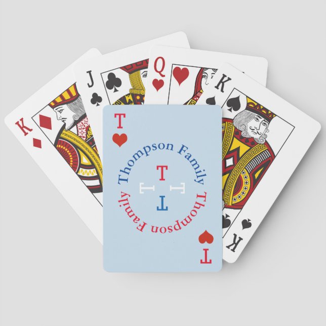 Baraja De Cartas circle family name monogram red/blue (Reverso)