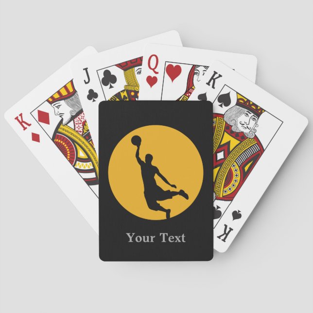 Baraja De Cartas Círculo de baloncesto de oro personalizado (Reverso)