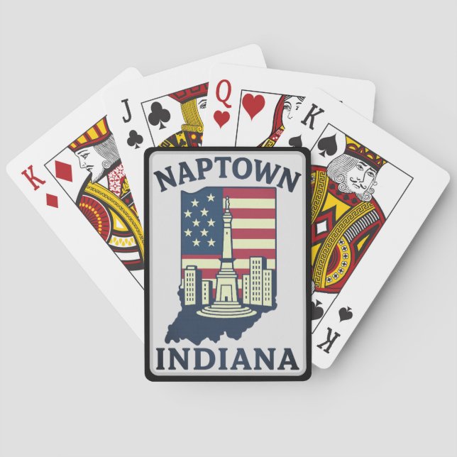 Baraja De Cartas Círculo del Monumento de Naptown Indiana (Reverso)