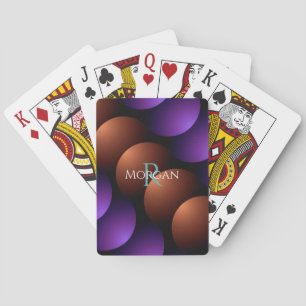 Baraja De Cartas Círculos semi dorado rosa y púrpura, Monograma de